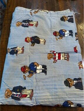 Vintage Y2K Polo Ralph Lauren Bear Print Cotton Twin Sheet/pillowcase